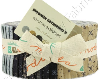 Moda Jelly Roll Snowman Gatherings II Fabric Strips 1140JR