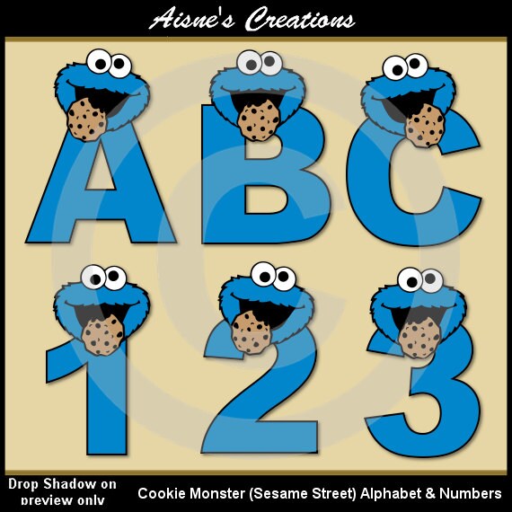 Cookie Monster Sesame Street Alphabet Letters &amp; Numbers Clip