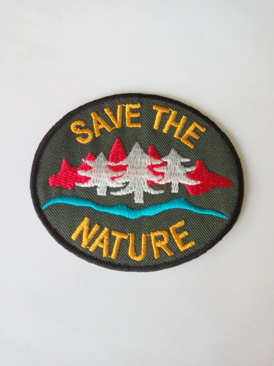 Embroidered Save The Nature Iron on Patch Badge 3 1/8x