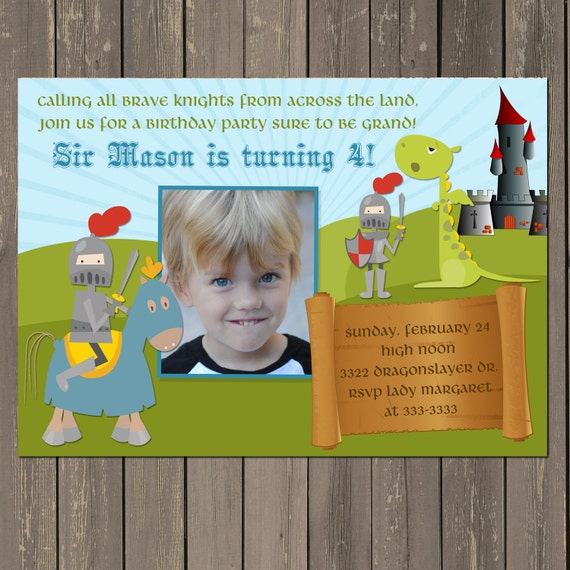 Knight Birthday Invitation, Dragon Castle Birthday Party Invitation, Royal Boys Birthday Invite, Printable or Printed Il_570xn
