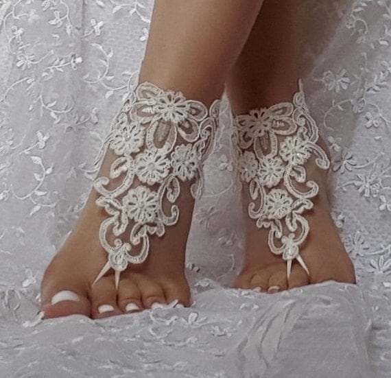 Free ship ivory 3D flower wedding barefoot sandals wedding prom party bangle beach anklets bangles bridal bride bridesmaid