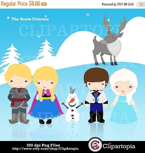 50% OFF SALE THE Snow Princess digital clipart , Princes Clip art, Princess clipart for personal and commercial use Il_570xn