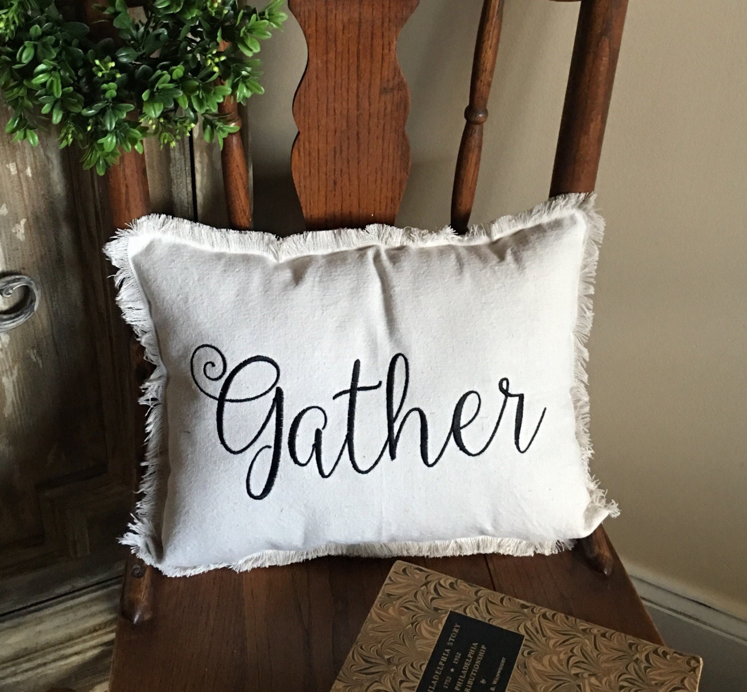 Gather Pillow Farmhouse Pillow Rustic Pillow Decorative