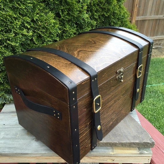 Pirate/Treasure Chest w/Leather Trim Leather by TreasureChestKits