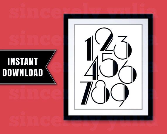 NUMBERS 123456789 Printable Wall Art. Numbers Wall Art.