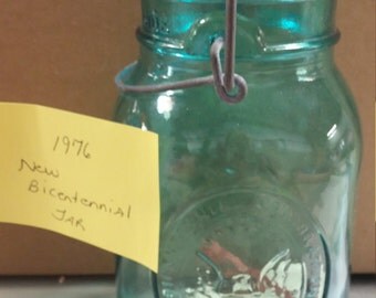Vintage 1976 Bicentennial Blue Ball Jar/paperwork included.