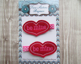 Valentine Hair Clip, Be Mine Hair Clip, Valentine's Day Hair Clip, Love Hair Clip, Holiday Hair Clip, Girls Hair Clip