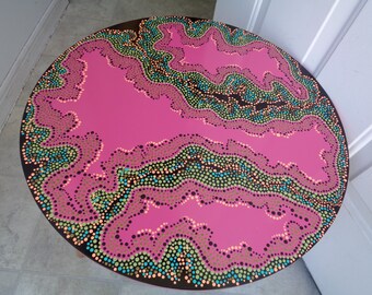 Hand Painted FURNITURE / Polka Dots / Dot Painted NEW Side Table / Home decor / Pointillism Art
