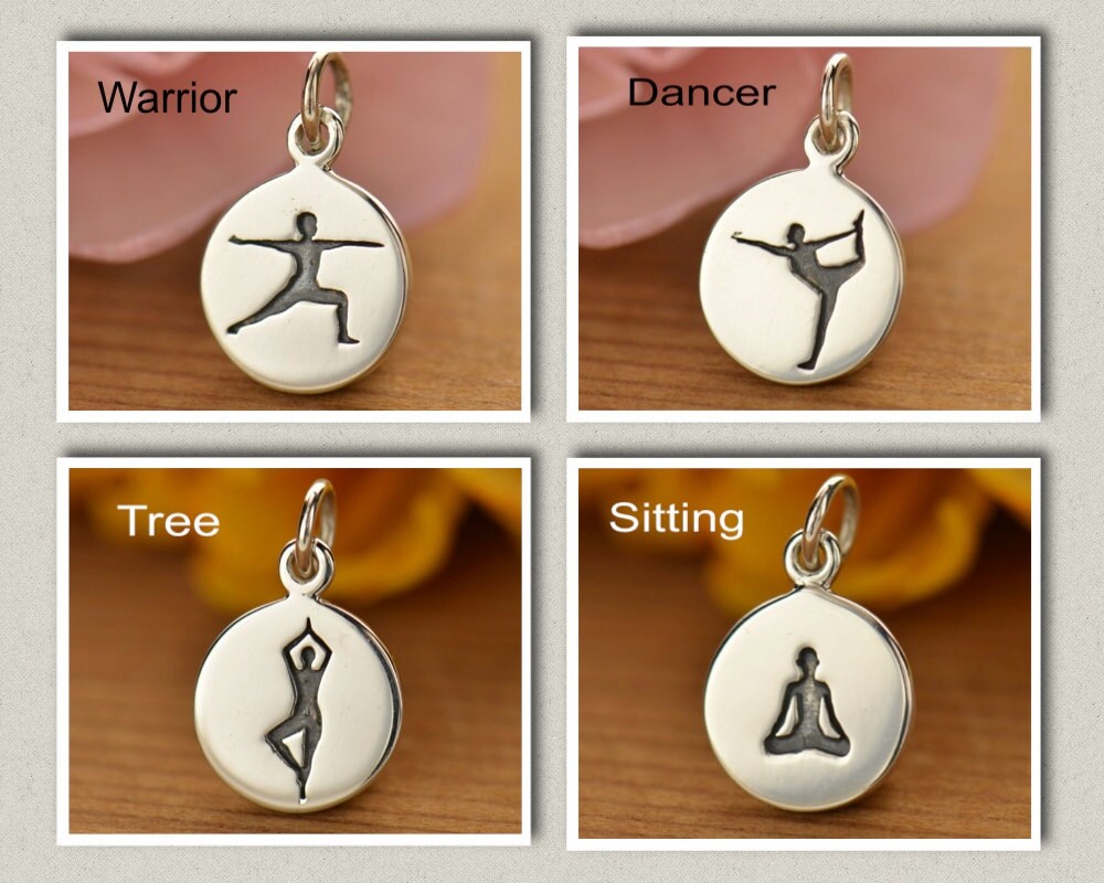 Sterling Silver Sitting Yoga Pose Charms Sitting PoseWarrior