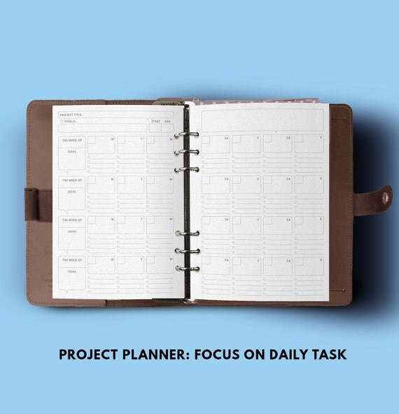 Filofax A5 Project Planner A5 Filofax insert Printable