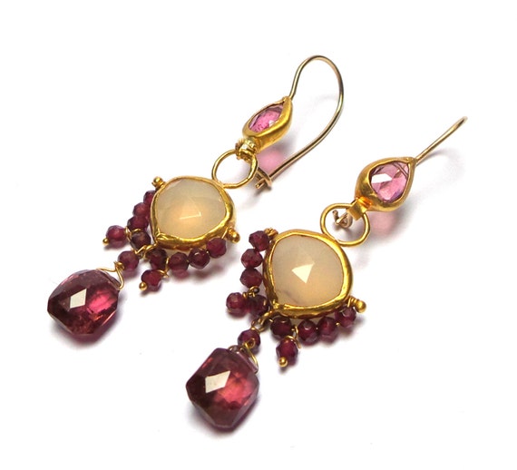 Tourmaline Earrings Gold Earrings 22K Gold Earrings