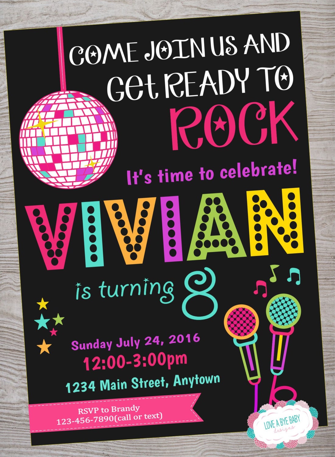 Karaoke Disco Dance Birthday Party Invitation Printable