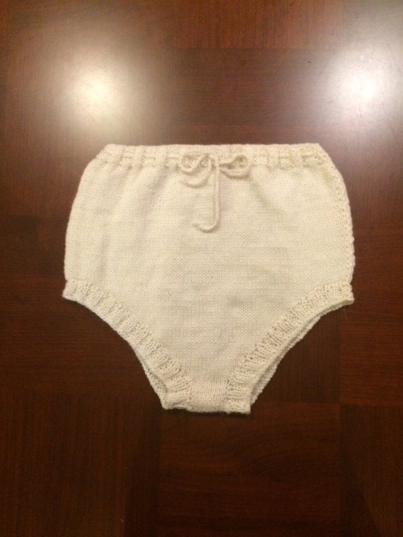 White wool hand knitted underwear high waisted bikini by KnitSew4U