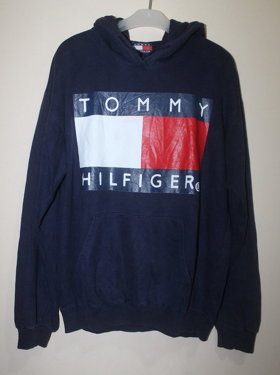 Vintage TOMMY HILFIGER Flag Hoodie Sweatshirt Rap by ForYourWear