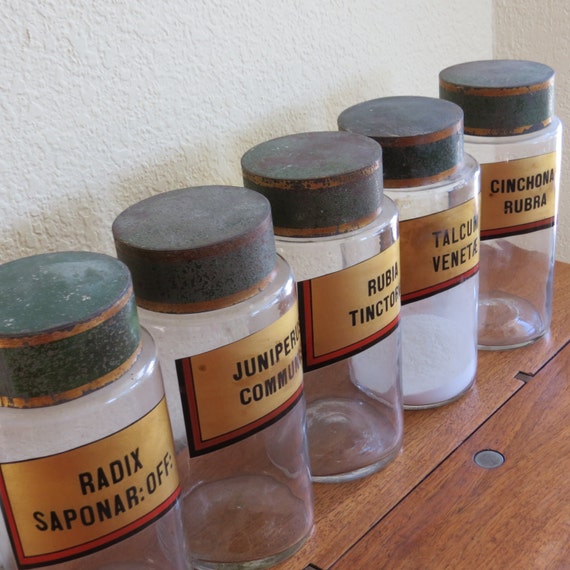 One of Five Apothecary Jars Vintage Antique Pharmacy Jars