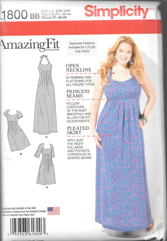 Simplicity Amazing Fit Pattern 1800 DRESS VARIATIONS