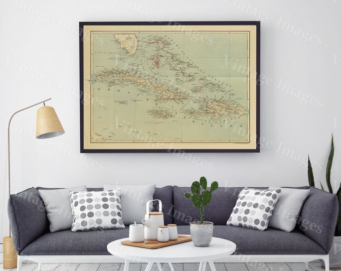 old map of The Bahamas Historic Bahama Map 1888 antique Old World Restoration Style nautical chart Map Fine Art Print CARIBBEAN wall map