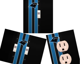 Carolina Panthers Light switch wall plates covers NFL room decor football man cave bedroom bar decor