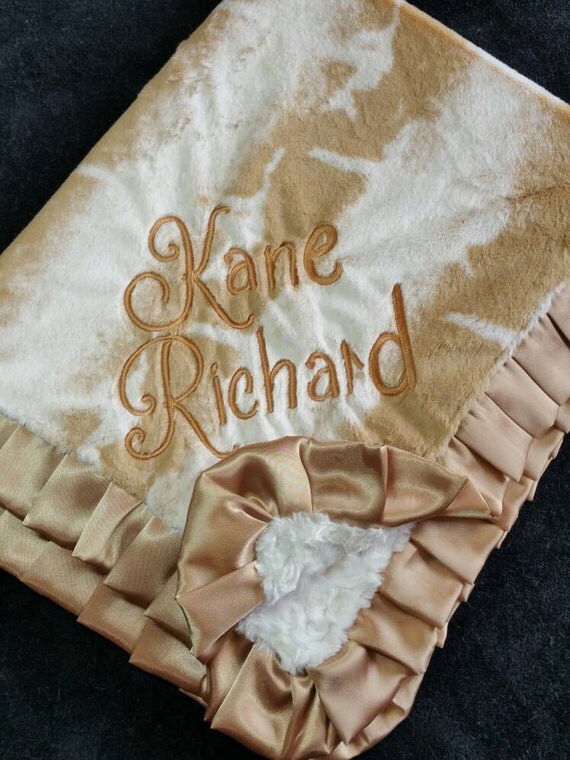 Rustic Western Style Minky Baby Blanket in Neutral Tan Camel