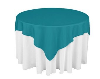Teal 60 x 60 Square Overlay 100% Woven Polyester Tablecloth for Banquets, Weddings & Parties 9011