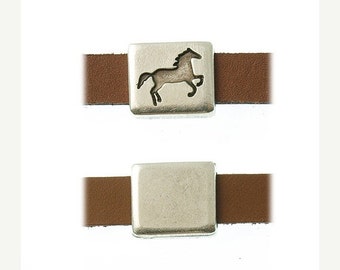On Sale NOW 25%OFF Square Horse Sliders For 5-10mm Flat Leather Cord Antique Silver Z2514 Qty 2