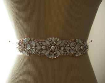 Sale, Rose Gold Wedding Belt, Wedding Sash, Bridal Belt, Bridesmaid Belt, Sash Belt, Rose Gold, Crystal Rhinestone, Pearl & Opal