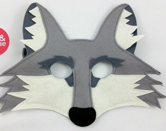 Wolf Mask or Coyote Mask for Pretend Play and Dress up, 100% Wool Felt, Eco Friendly, Sustainable toys