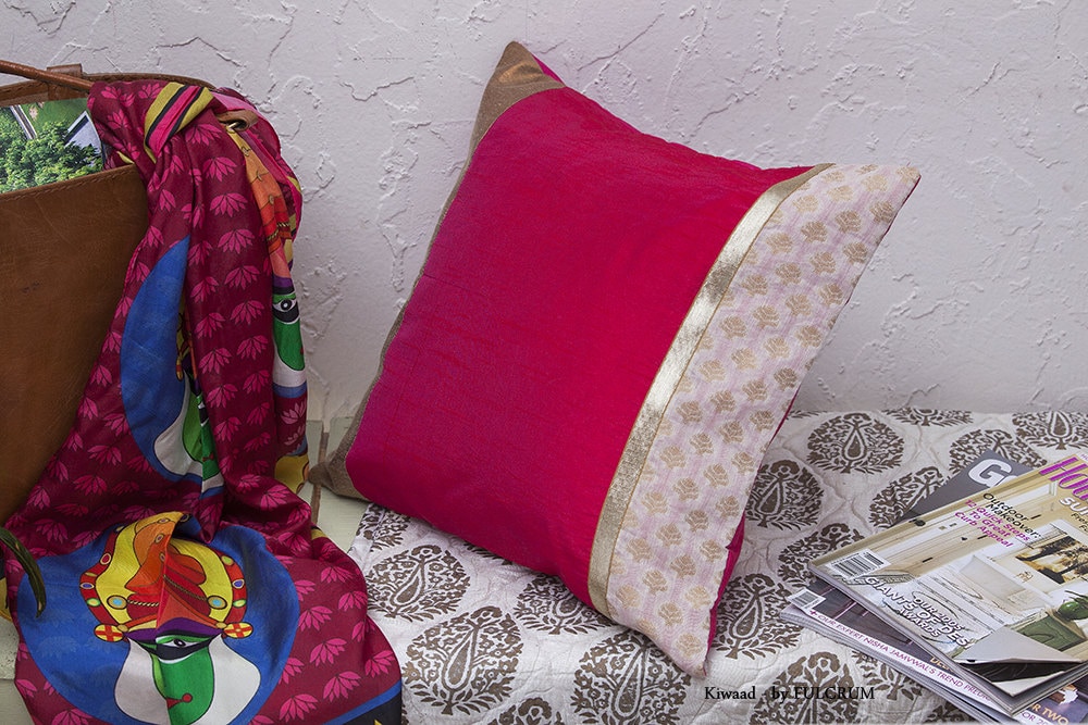 Fuschia Pink Silk Decorative Pillow /Cushion cover