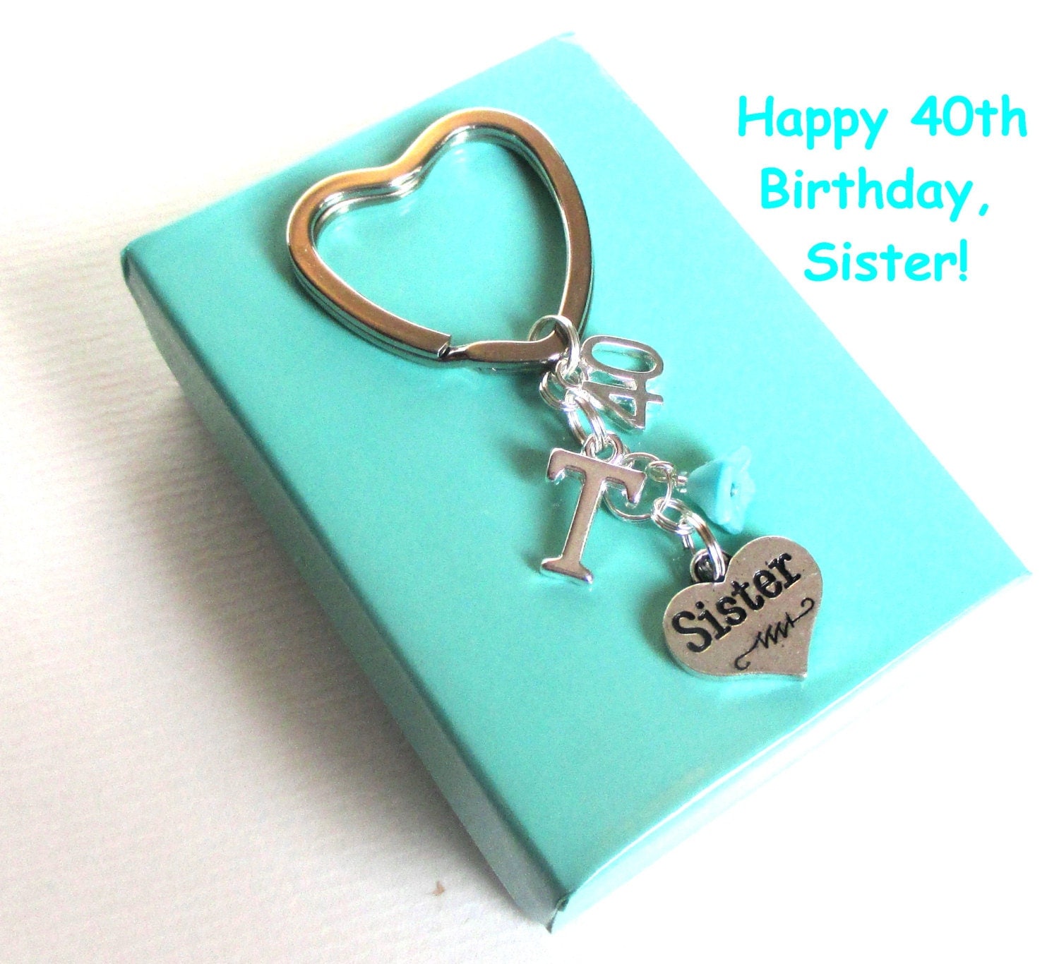 Sister 40th Birthday T 40th Keychain By Doodlepopdesigns