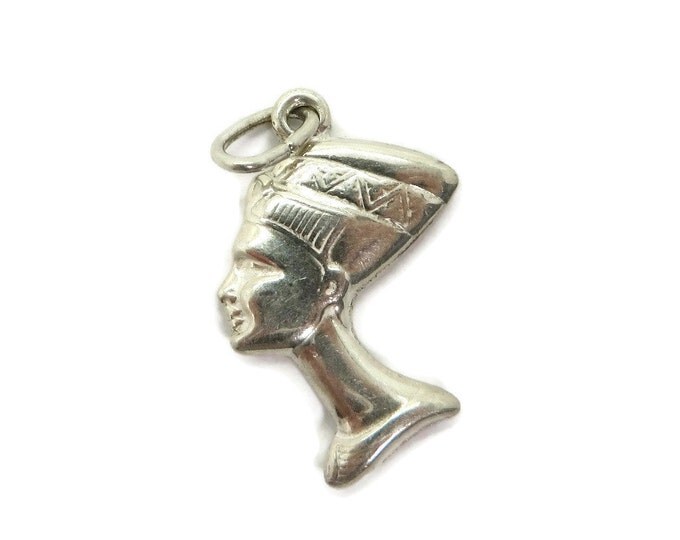 ON SALE! Nefertiti Silver Necklace, Vintage Sterling Silver Pendant, Two-Sided Egyptian Queen Necklace