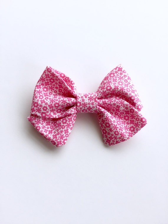 Items similar to Bright Pink Floral Print Bow...Headband...Baby Gift on ...