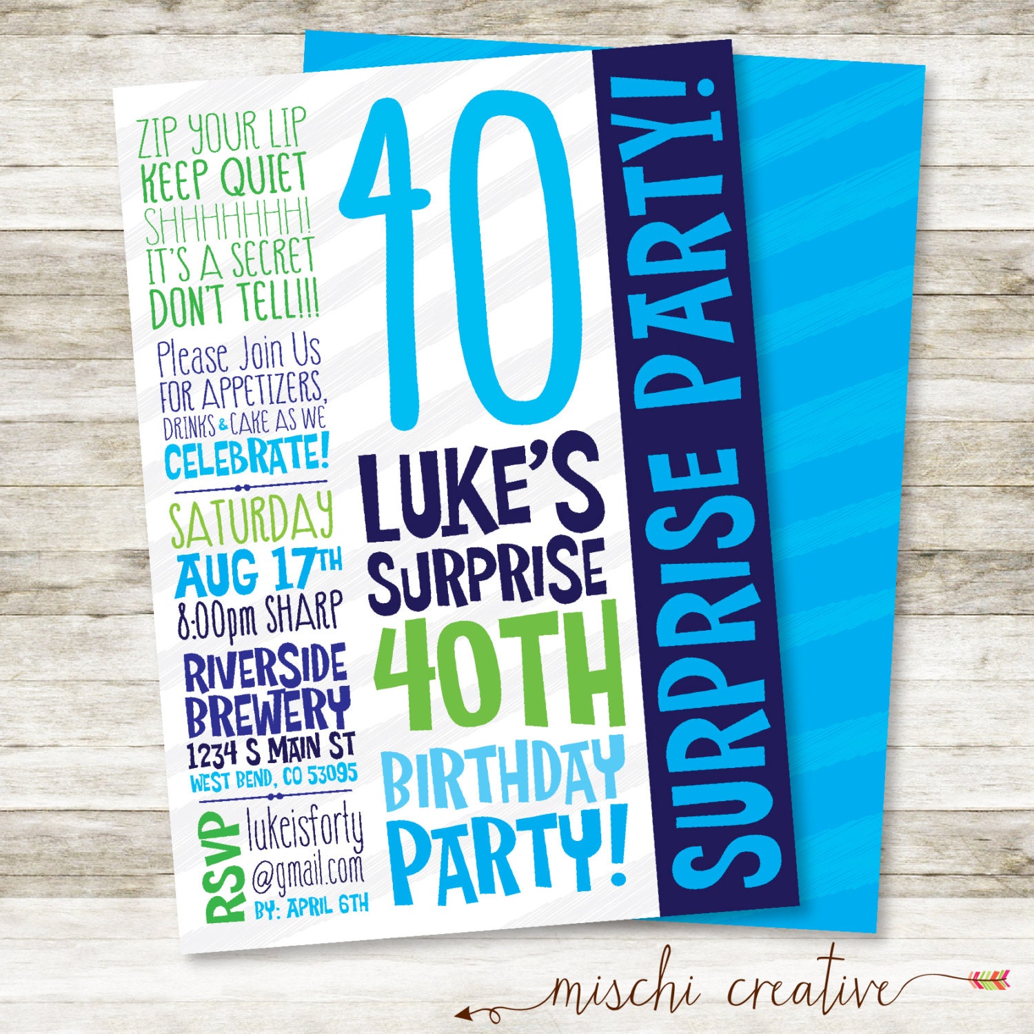 40th Surprise Birthday Invitation for him Masculine Surprise