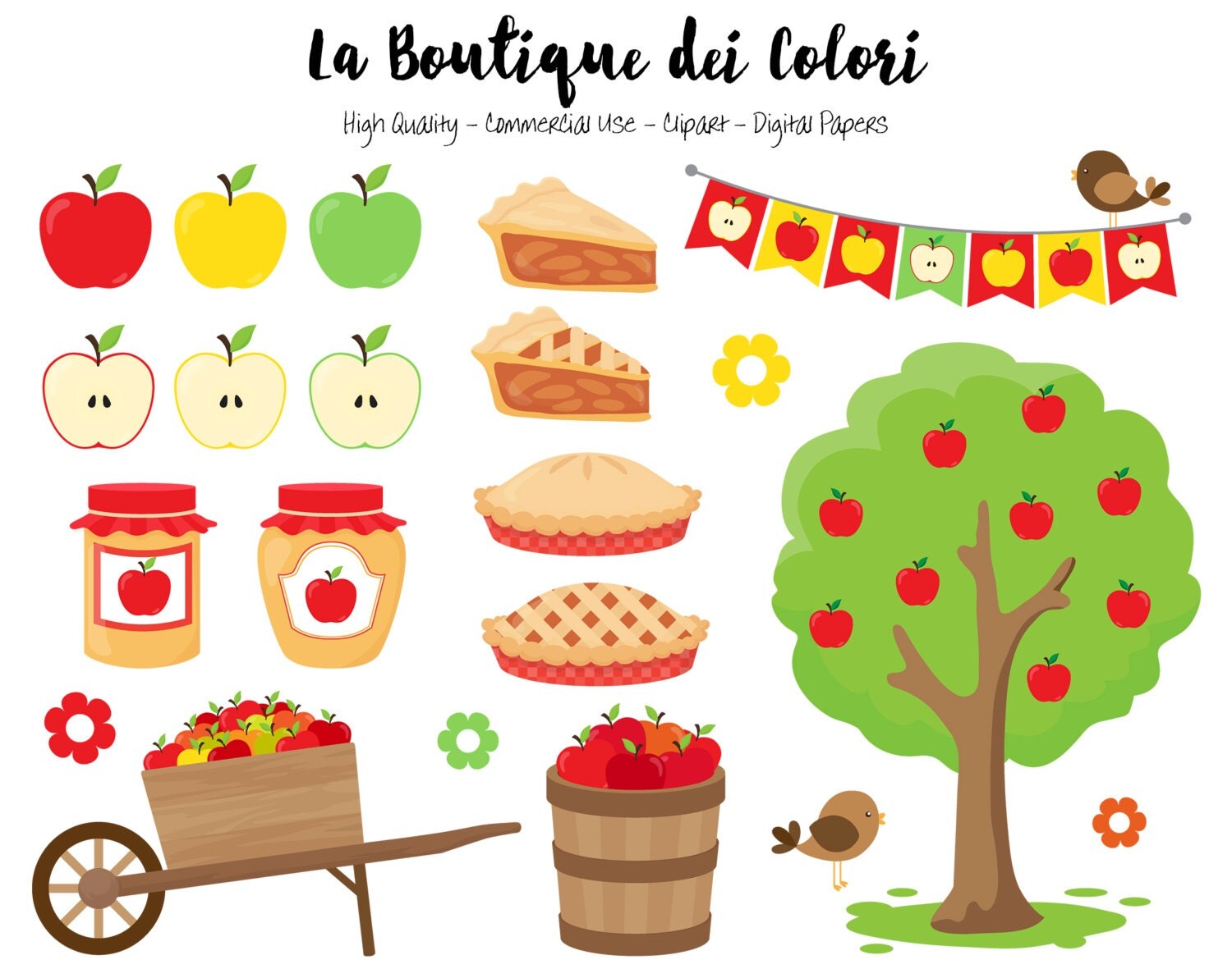 Apple Picking Clipart Cute illustrations PNG Fall autumn
