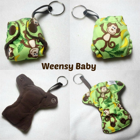 Pocket Cloth Diaper Keychain diaper 2 mini Pocket by WeensyBaby