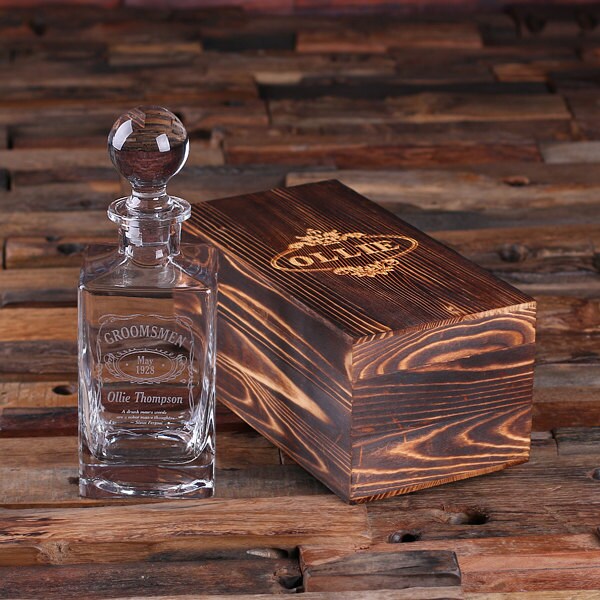 Personalized Engraved Etched Whiskey Scotch Decanter Bottle