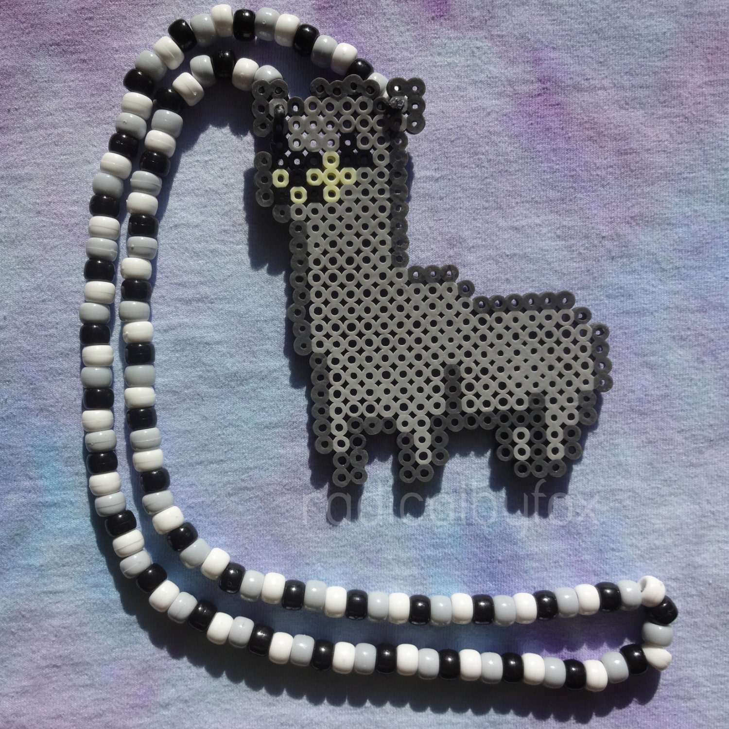 Kawaii Llama Kandi Necklace Perler Bead Jewelry by RADICALbyFox
