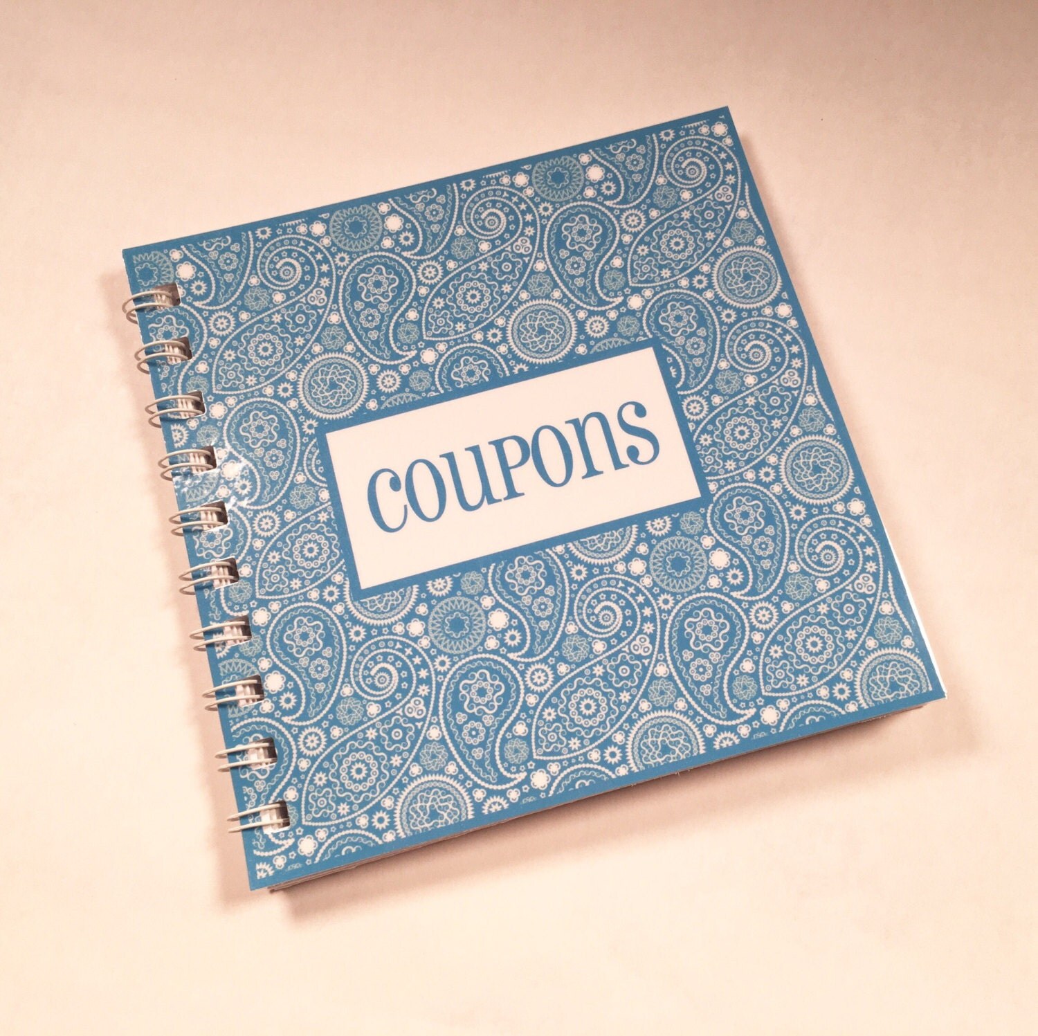 Small Coupon Organizer Teal Blue paisley