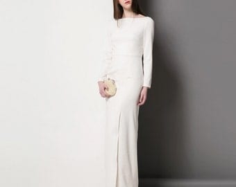 Off White Evening Dress/ Kate Middleton Ella Dress/ evening gown/ Custom made gown/ long sleeve gown/ white maxi dress/ Roland Mouret