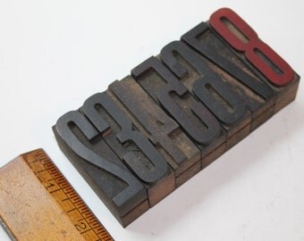Vintage 2"Letterpress Wood Numbers, Vintage Wooden Letterpress Block Numbers, Wood Numerals