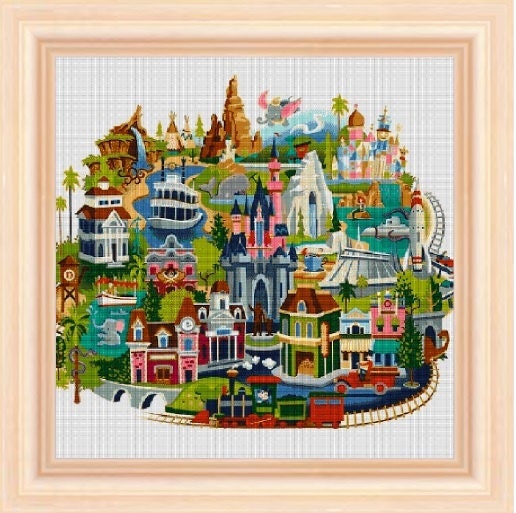 Disneyland Map cross stitch pattern PDF pattern instant