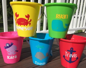 Adorable Personalized Sand Pails-Great for Easter baskets, Flower Girl or Ring Bearer Gifts, Birthday Gifts...End of School Celebrations!