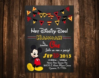 Oh Two-dles! Mickey Mouse Birthday Invitation; Printable or set of 10