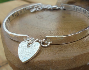 Personalised Sterling silver bracelet, fully hallmarked with choice of fine silver charm