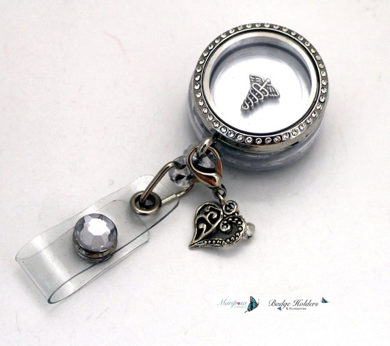 locket badge holder without charms nurse retractable