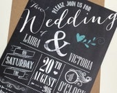Wedding/ Party Invitations - Rustic Chalkboard Design x 40