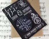 Wedding Save The Date Magnets Rustic Chalkboard Inspired Design (Complete With Backing Postcards)