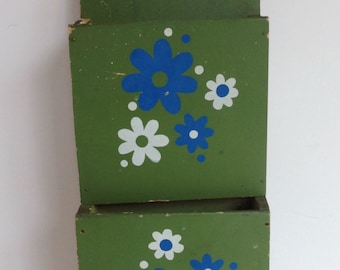 Shabby 1960's "Flower Power" Letter Holder. Mid Century Letter Holder