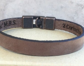FREE SHIPPING-Hidden Message Men Bracelet,Engraved Men Bracelet,Personalize Leather Bracelet,Men Leather Bangle,Custom Men Leather Bracelet