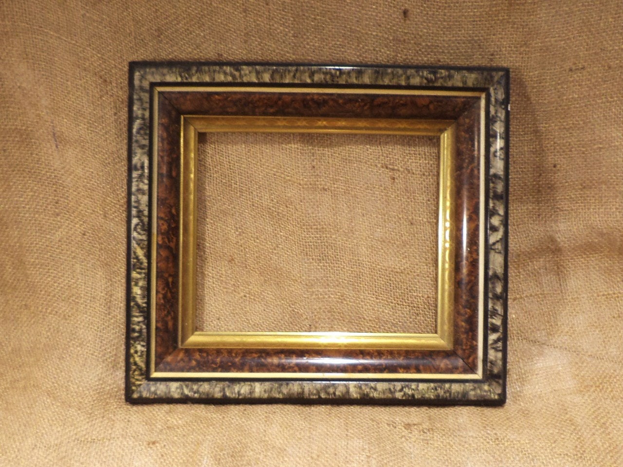 1800s East Lake or Victorian Picture Frame Black Lacquer