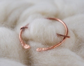 Large Copper Penannular Brooch - Pin for Hand Knit and Crocheted Accessories - Shawl Pin - Luxury Knitting Notions
